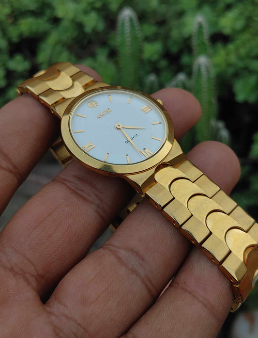 Archi Gold Plated Vintage Wrist Watch White Dial Swiss For Men