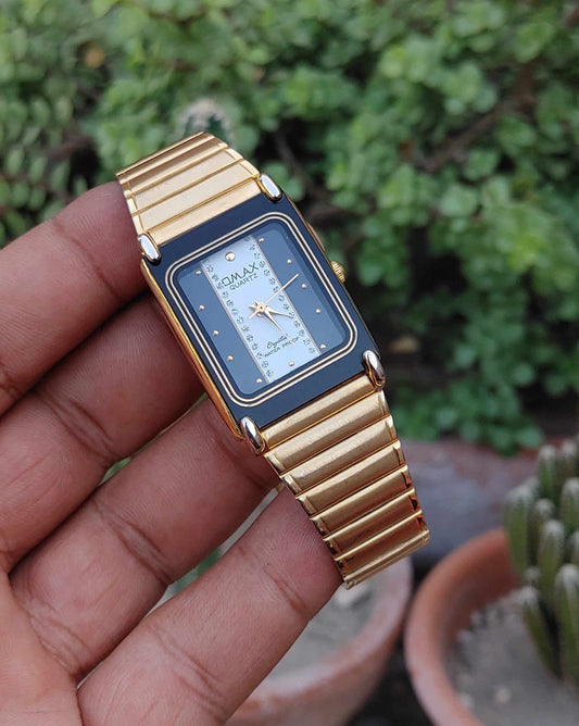 Omax Rare Vintage Tank Shape Watch For Men Gold Plated