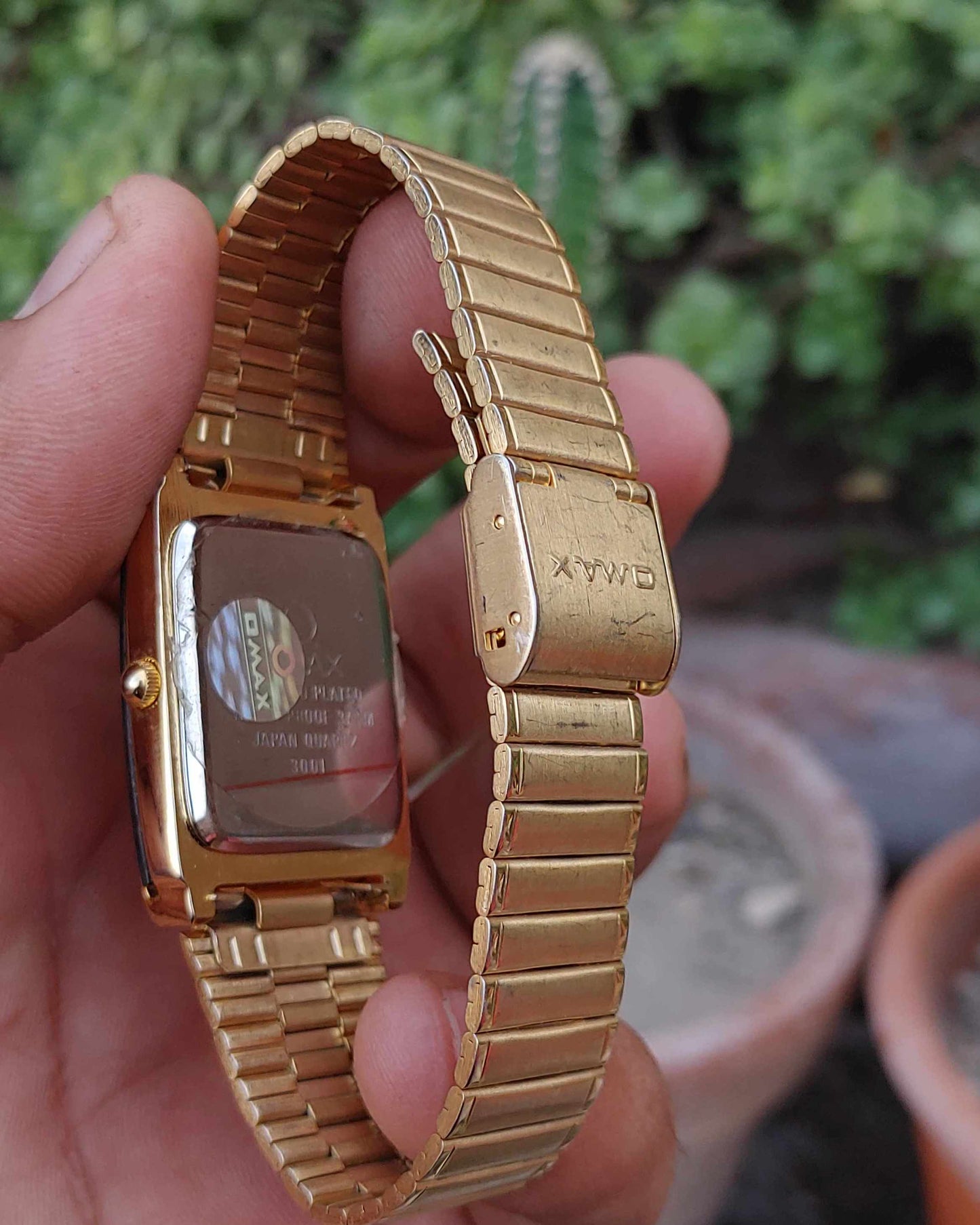 Omax Rare Vintage Tank Shape Watch For Men Gold Plated