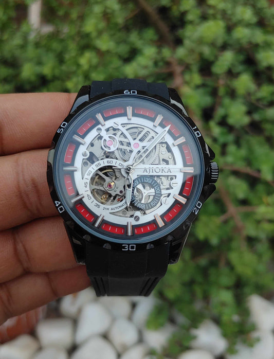 Ajioka Automatic Rubber Strap Wrist Watch For Men
