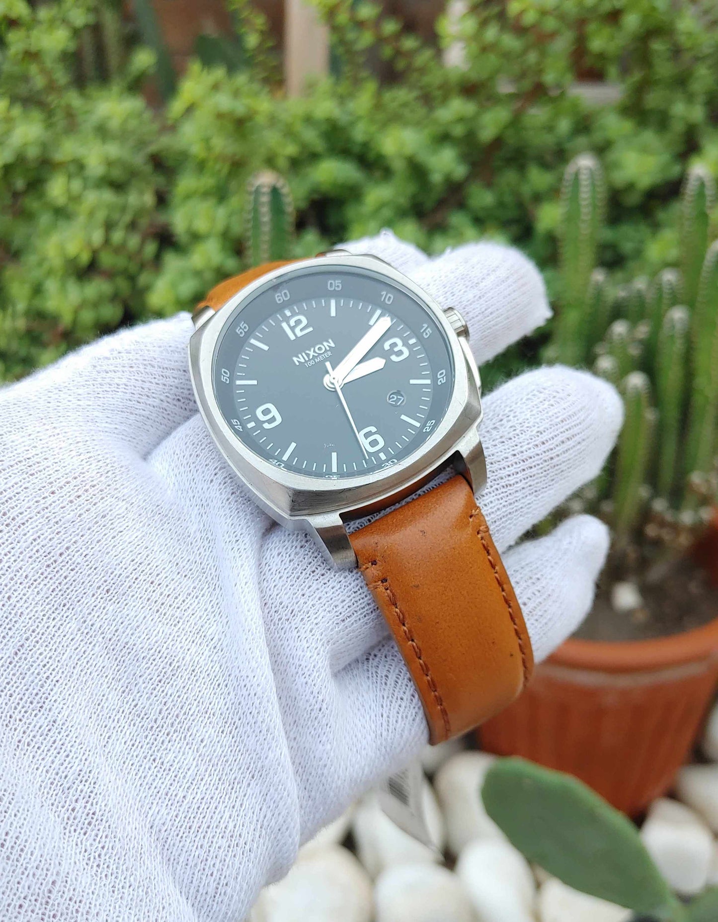 Nixon Brown Leather Strap Casual Watch For Men