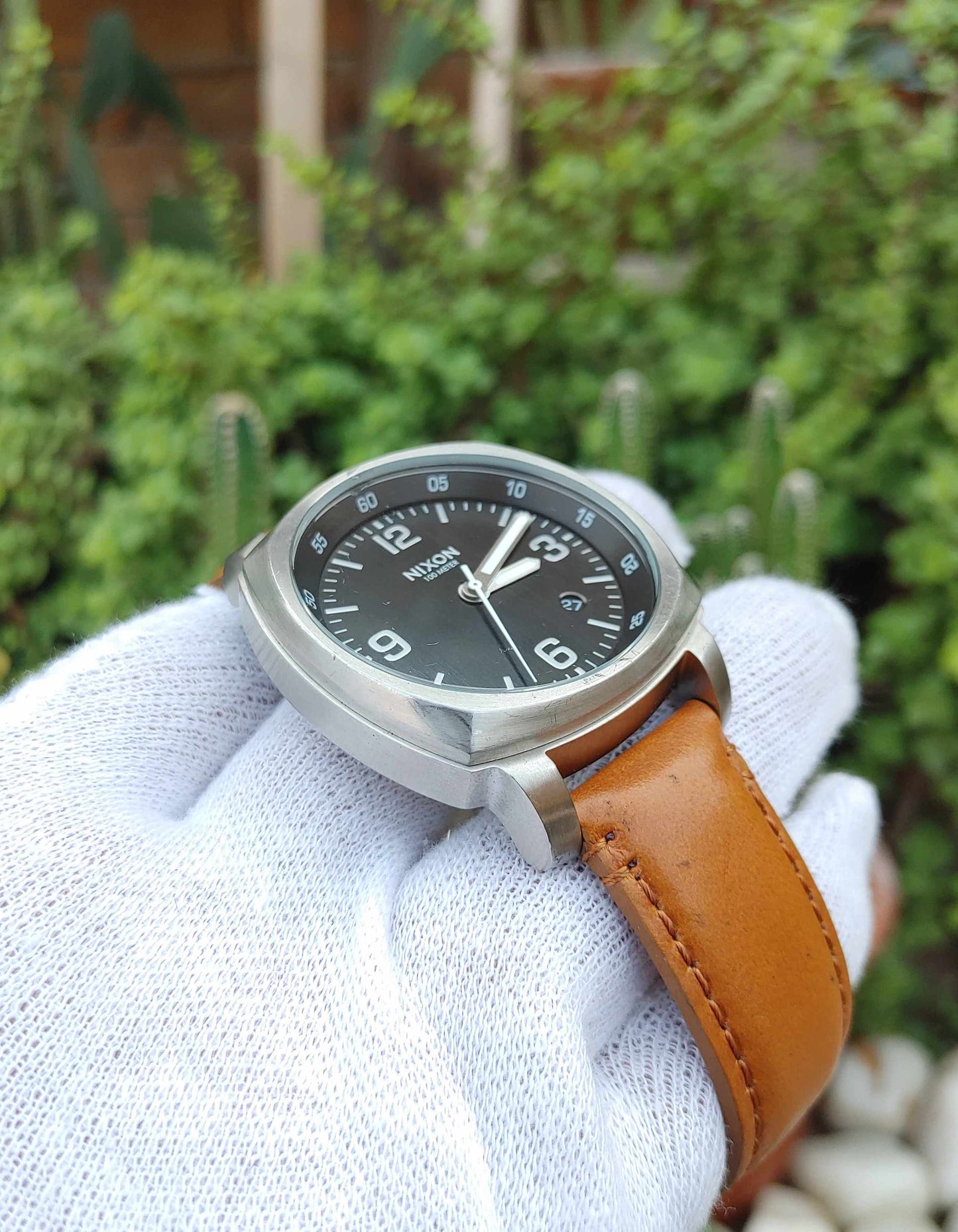 Nixon Brown Leather Strap Casual Watch For Men