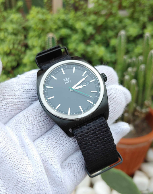 Adidas Black Sports Watch with Nato Strap For Men
