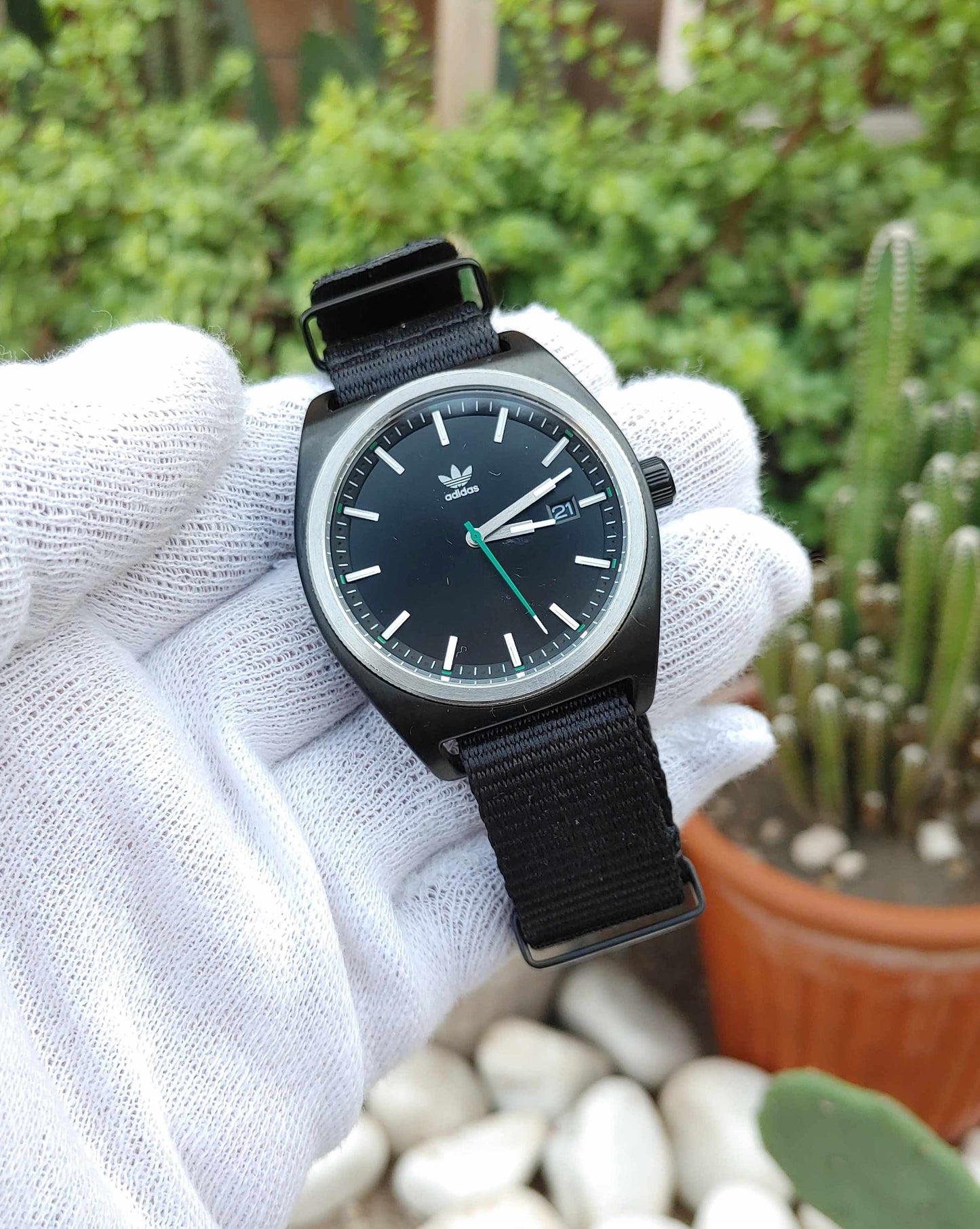 Adidas Black Sports Watch with Nato Strap For Men