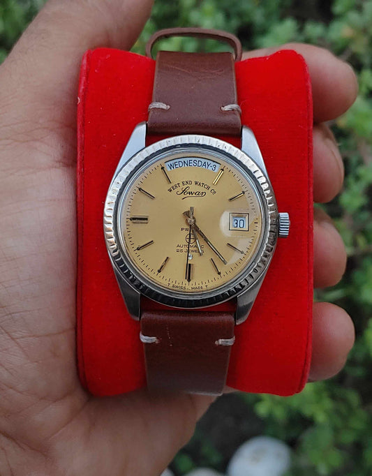 West End Watch Rare Yellow Gold Dial Automatic Swiss Watch 100% Authentic