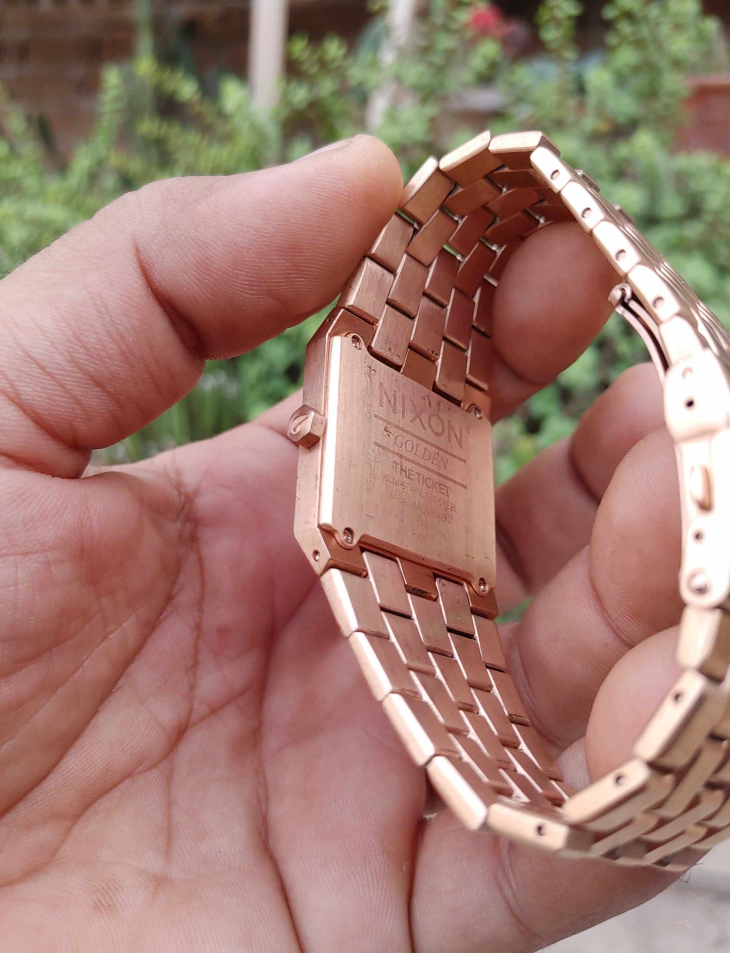 Nixon Rose Gold Sqaure Dial Stainless-steel Watch For Men