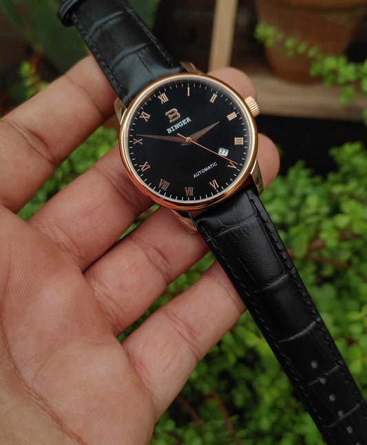 Binger Rose Gold Tone 40mm Case Diameter Wrist Watch For Men