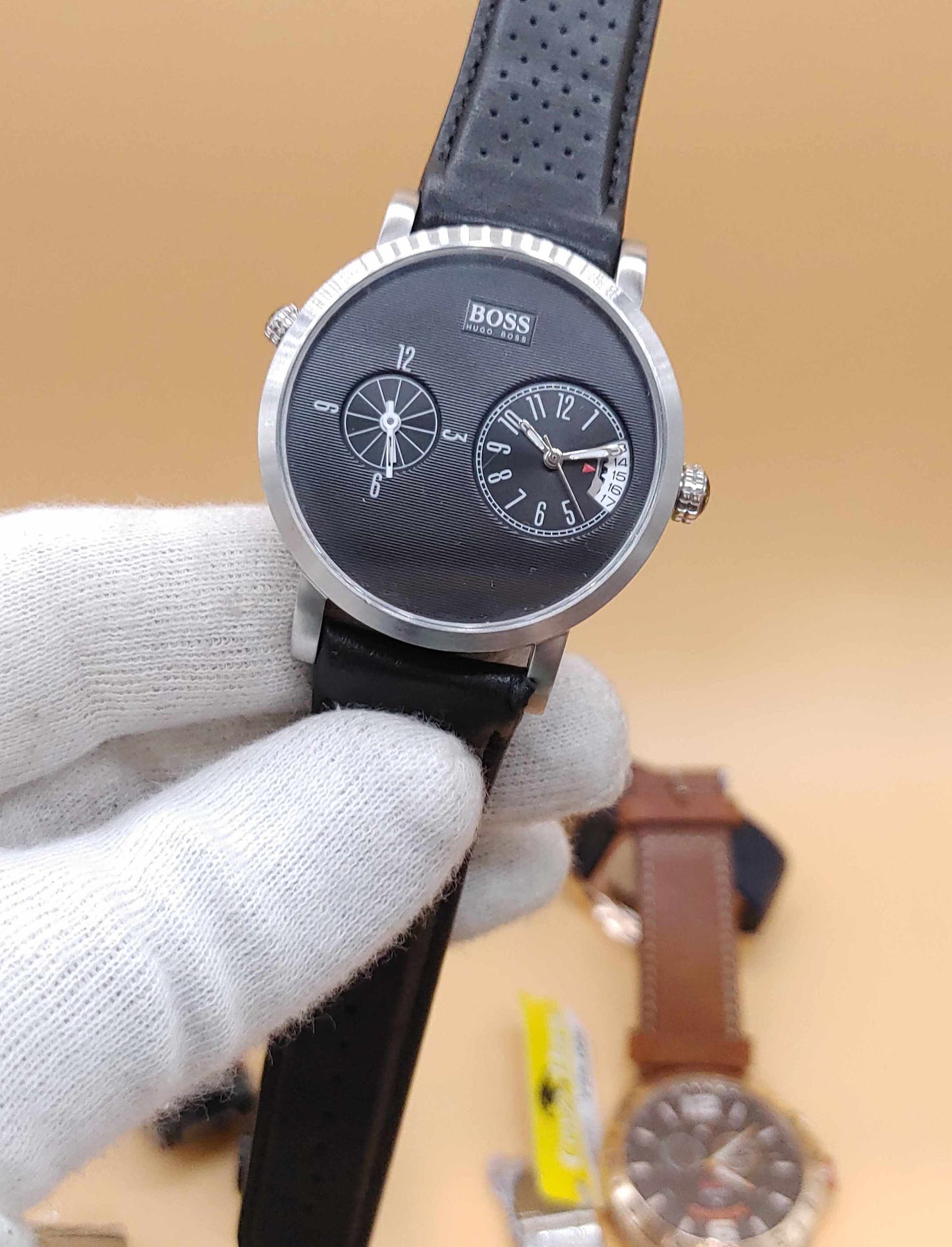Hugo Boss Dual Time Date Leather Strap Watch For Men
