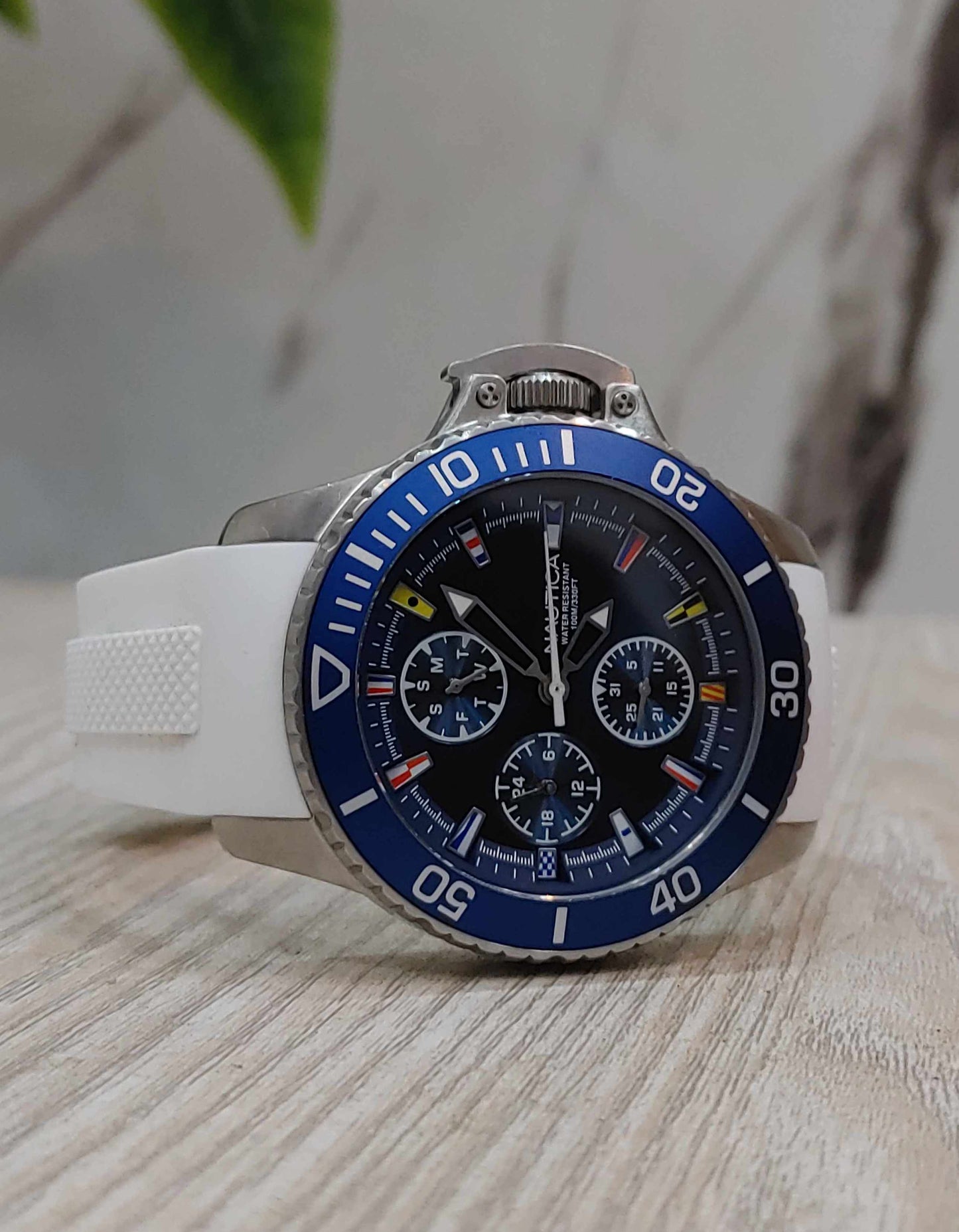 Nautica White Rubber Strap Chronograph Special Flag Edition Watch For Men
