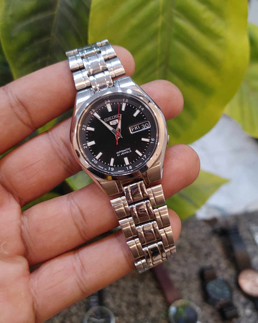 Seiko 5 Automatic Date and Day Watch For Men Black Dial