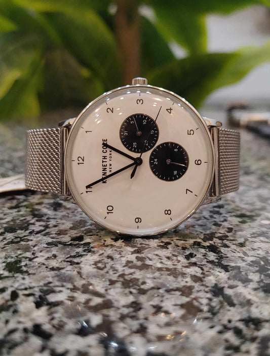 Kennth Kole Panda Dial Stainless-steel Elegant Slim Watch For Men