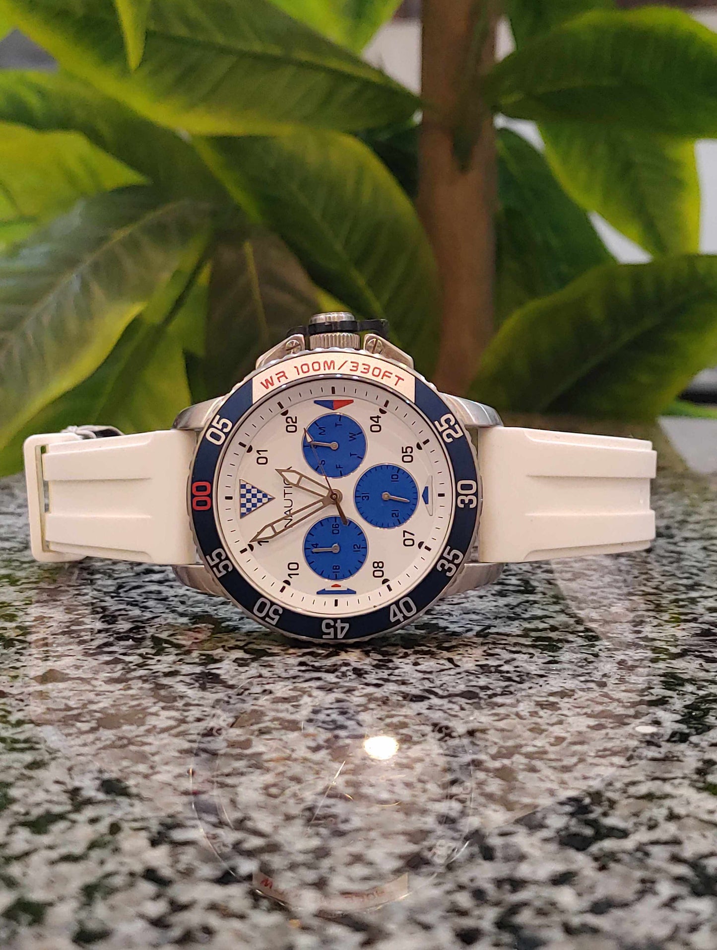 Nautica Sports Watch White Rubber Strap Japan Quartz Date O Graph Watch For Men