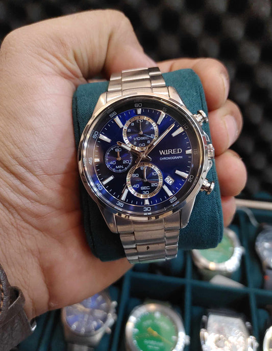 Wired Blue Dial Stainless-steel 41mm Chornograph Watch For Men