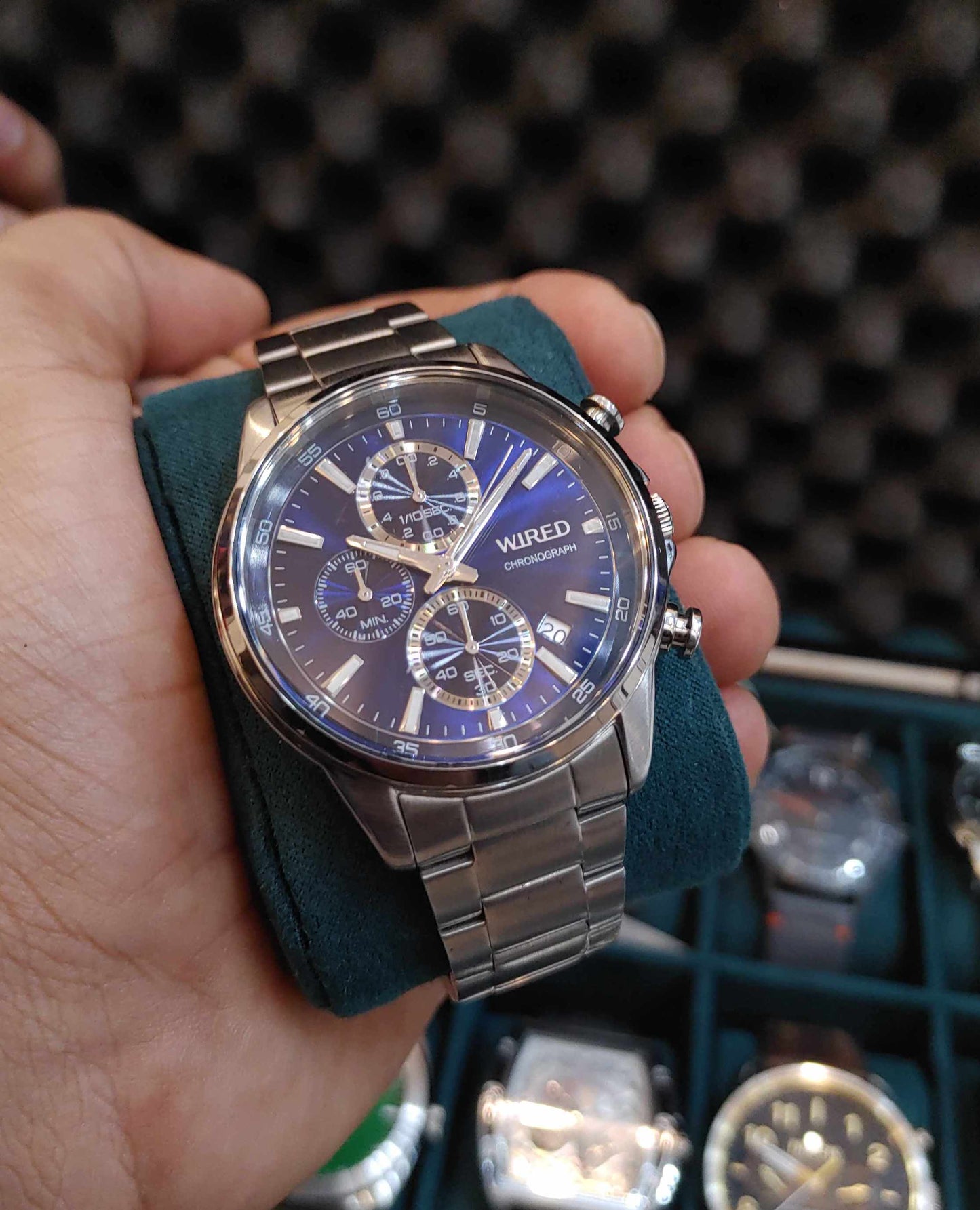 Wired Blue Dial Stainless-steel 41mm Chornograph Watch For Men