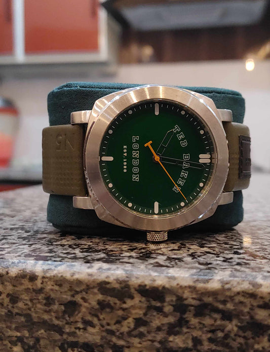 Tedd Baker Green Dial Sports Watch For Men leather Strap