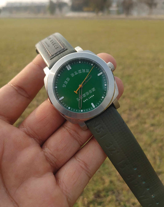 Ted Baker Green Dial 42mm Stainless-steel Leather Strap Watch For Men