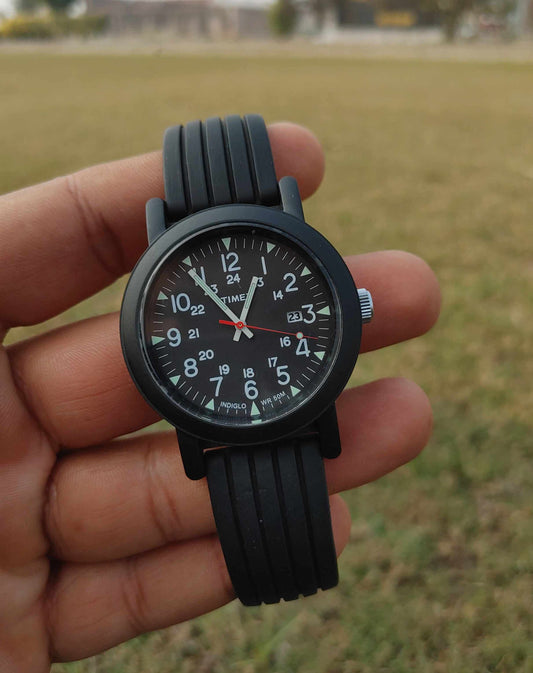 Timex Rubber Strap Watch For Men Master Butterfly Lock