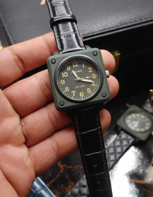 Youngs Military Caae Diameter Quartz Wrist Watch For Men 100% Authentic With Solvilet Titus
