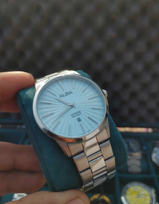 Alba By Seiko Stainless Steel Watch For Men Sky Blue Dial