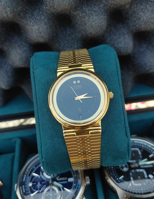 Citizen Vintage Golden 34mm Wrist Watch Quartz Japan Movement