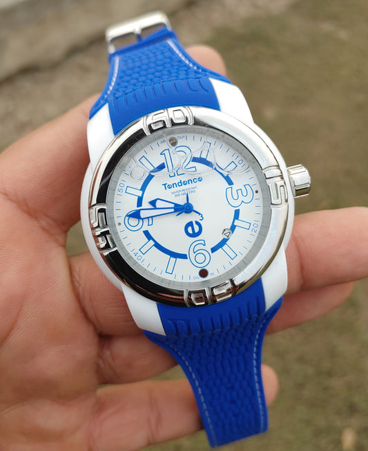 Tenedence Watch For Men with Water Scale Dial Blue Rubber Strap