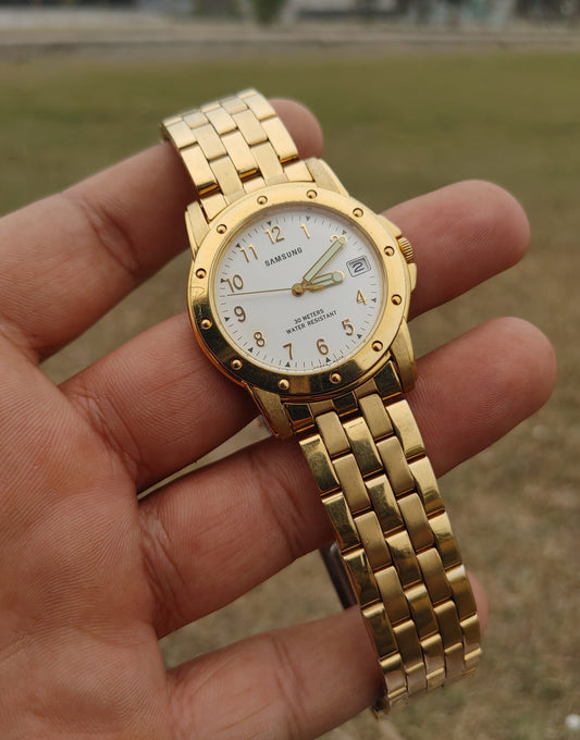 Samsung Vintage Gold Colour Quartz 90s Korea Made Watch For Men
