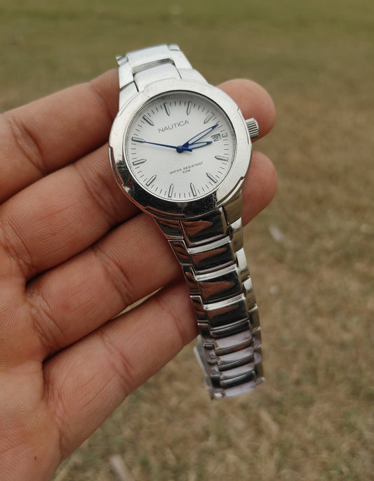 Nautica Vintage 37mm Stainless Steel Vintage Quartz Watch for Men