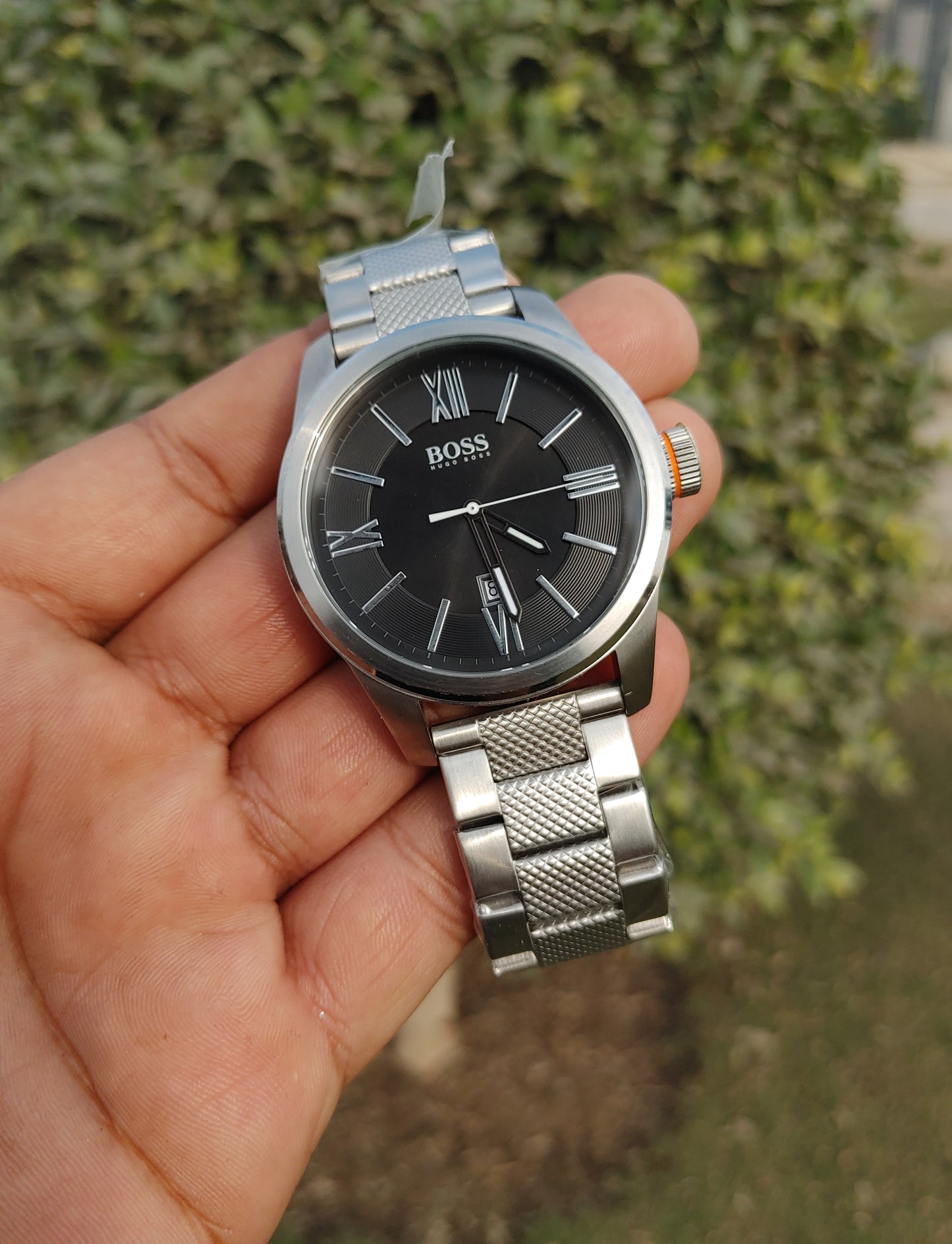 Hugo Boss Orange Stainless Steel Round Black Dial Watch For Men Quartz Movement