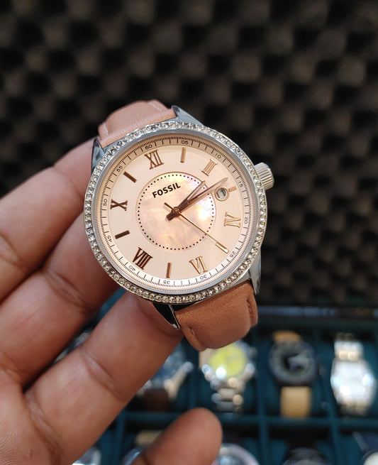 Fossil BQ1110 Leather Strap Watch For Women