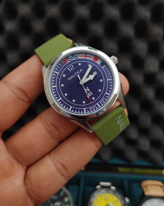 Nautica NAPHBF010 Olive Green Rubber Strap Watch