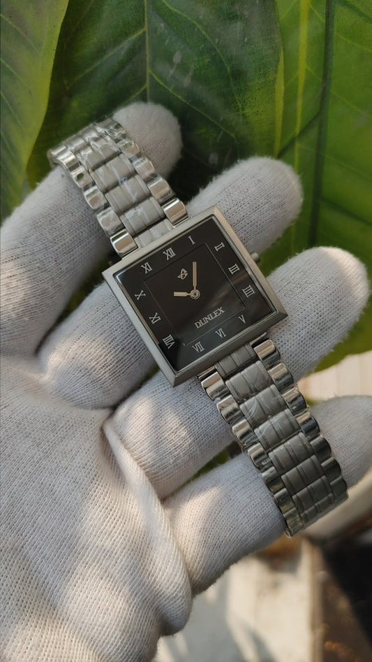 Dunlex 3200 Black Dial Slim Case Diameter Watch