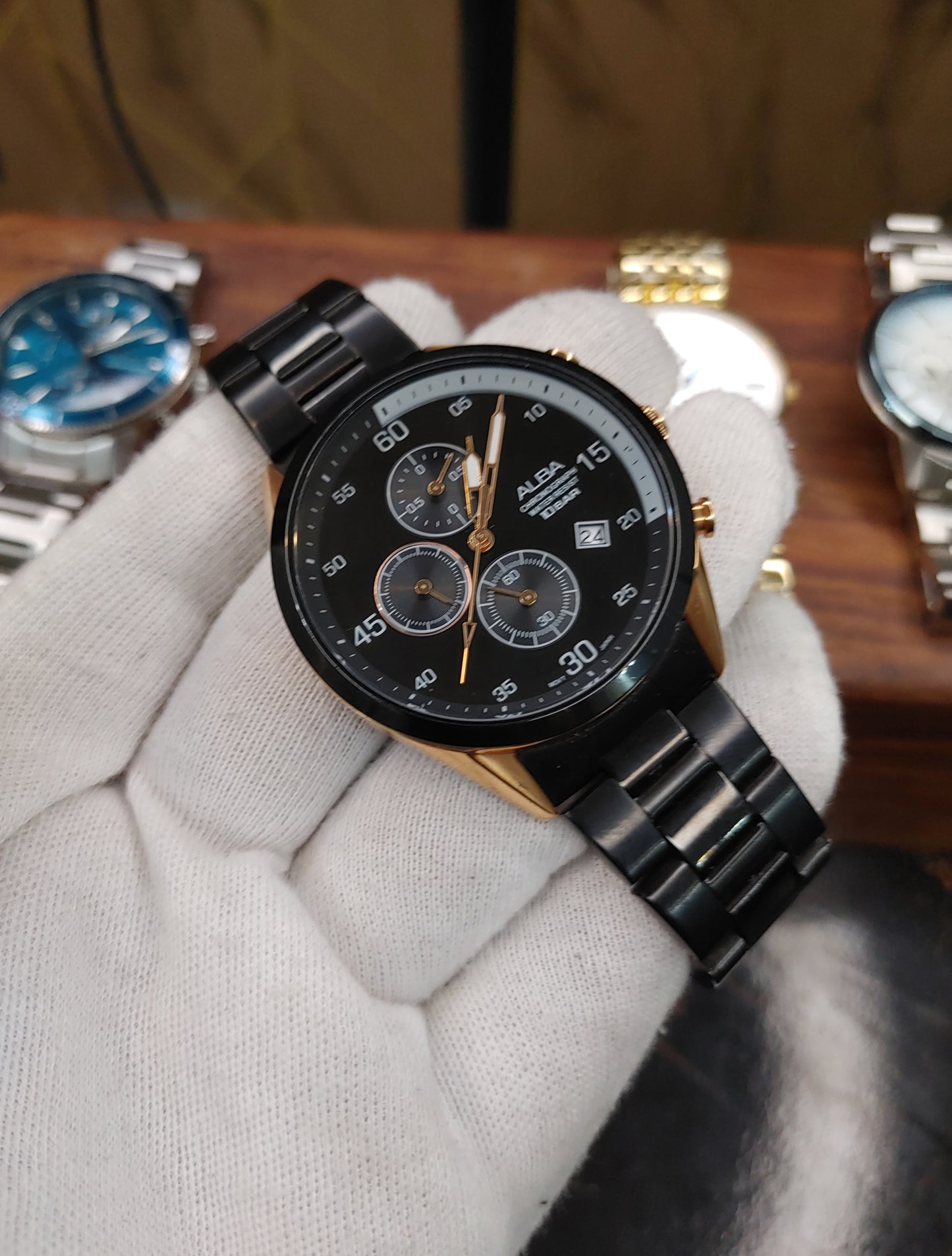 Alba By Seiko Black Gold Tone Watch For Men