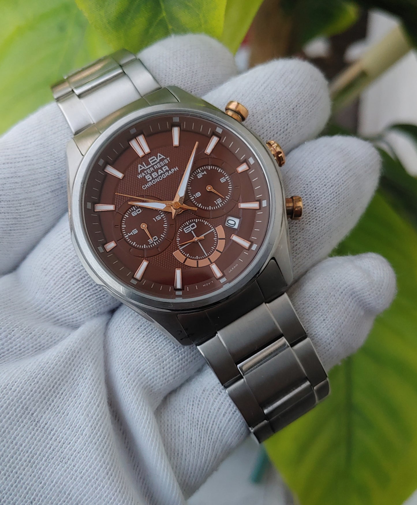 Alba Chornograph Chocolate Dial Watch For Gents