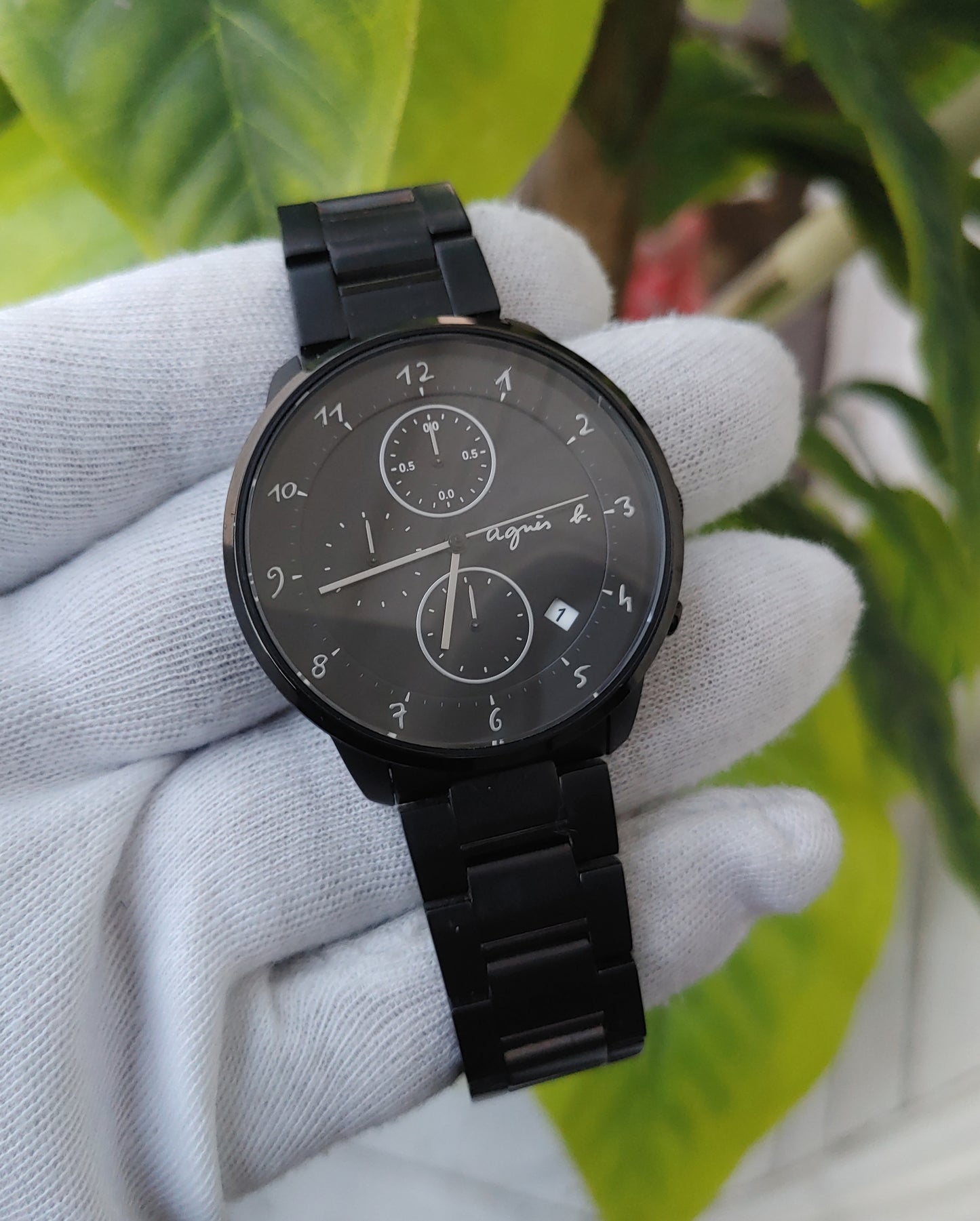 Agnis B Black VD57-KY30 Chrnograph Watch For Men