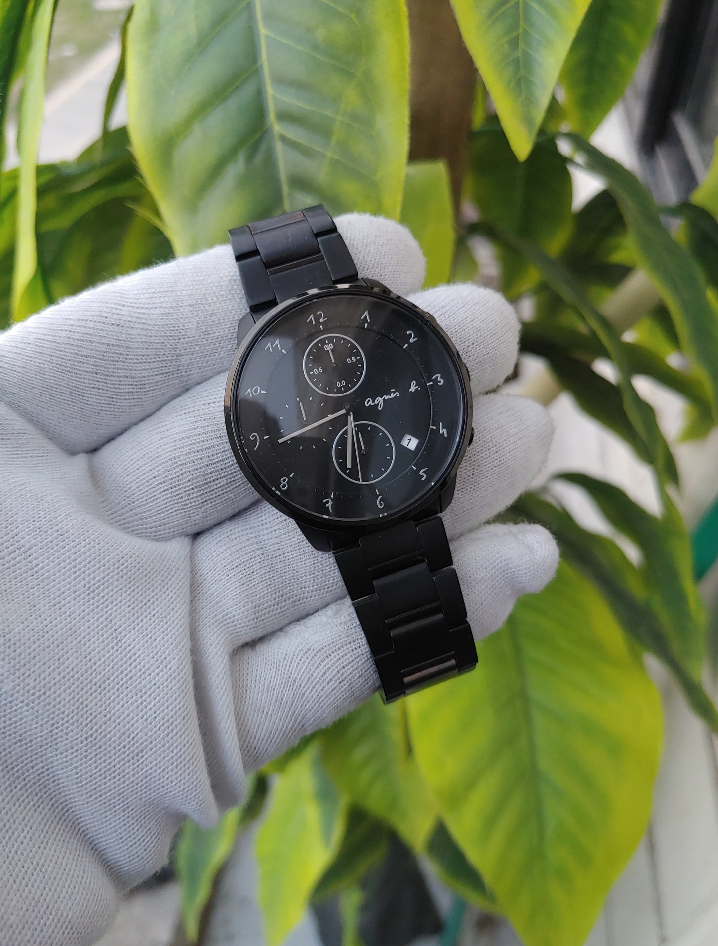 Agnis B Black VD57-KY30 Chrnograph Watch For Men