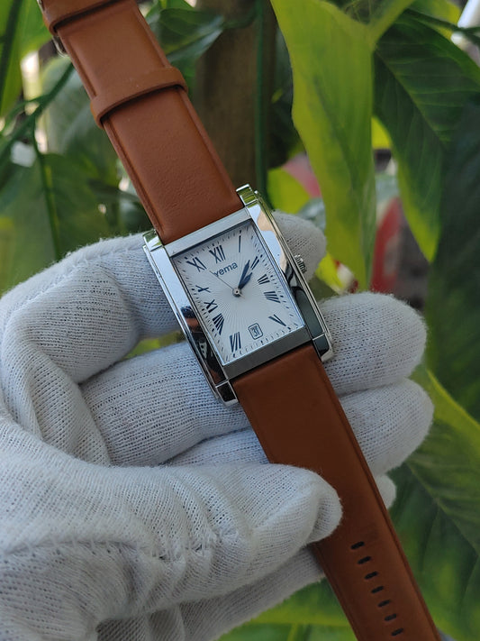 Yema YA-357 Tank Shape Leather Strap Watch