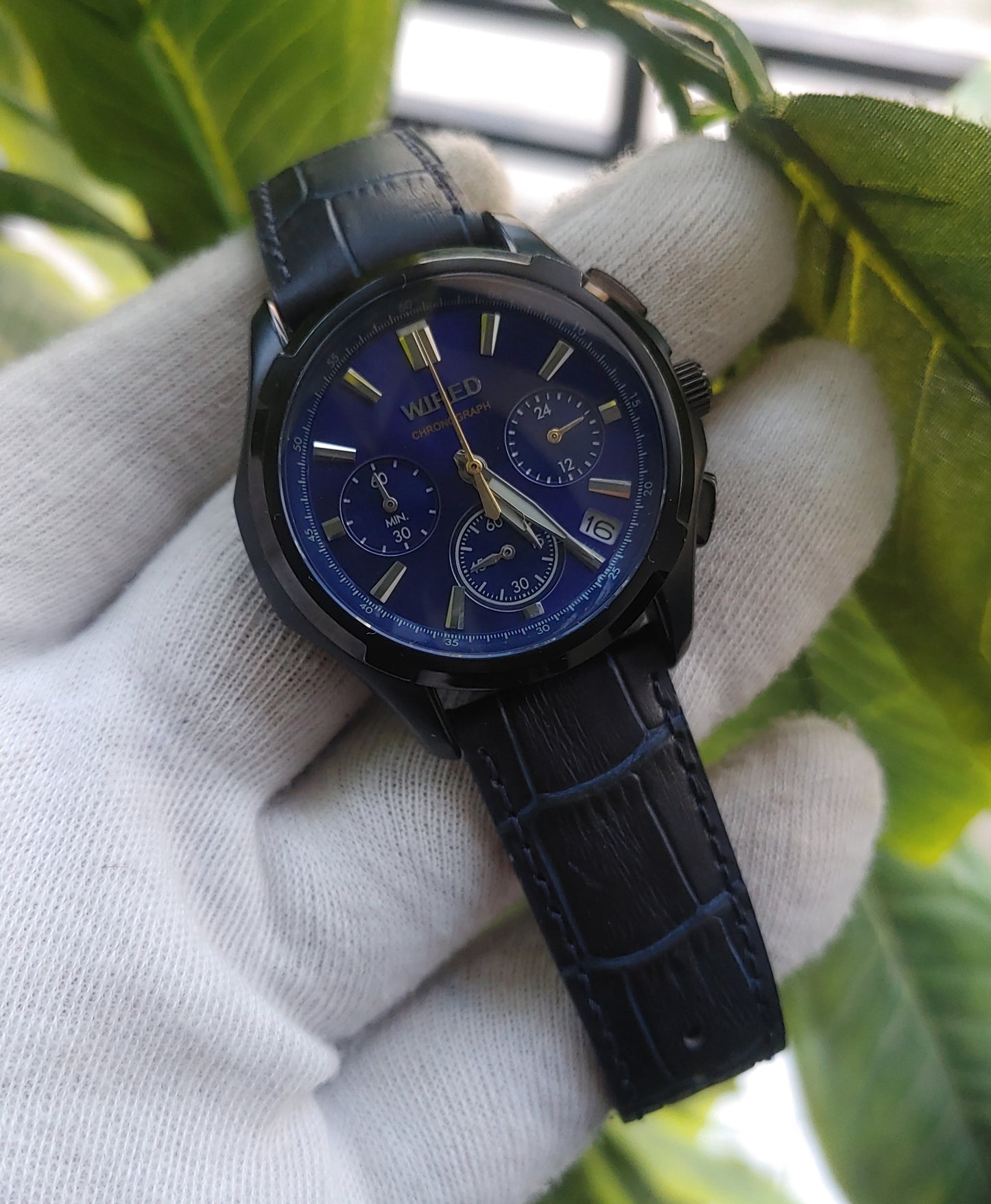 Wired VK63-K013 Leather Blue Strap Men's Watch