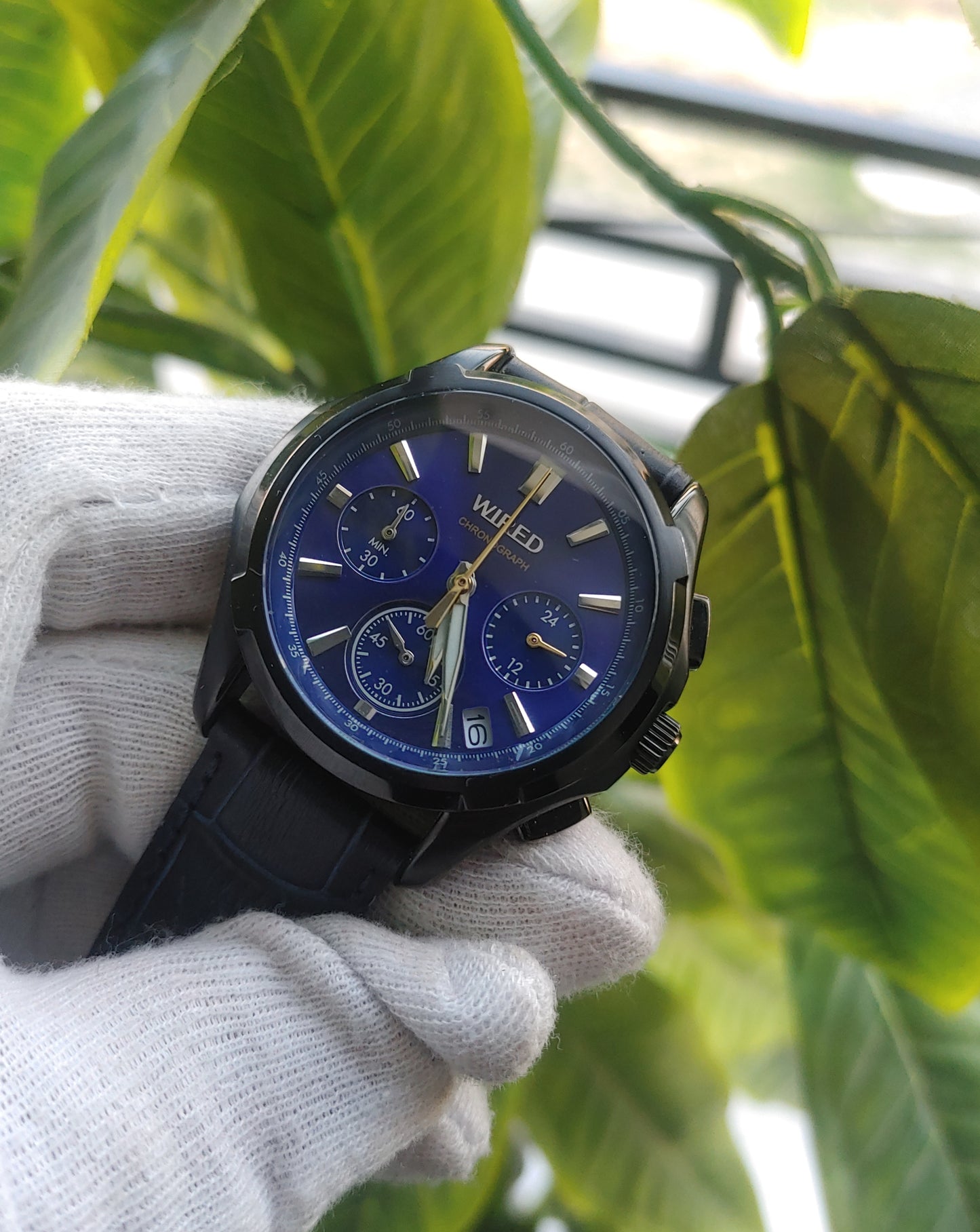 Wired VK63-K013 Leather Blue Strap Men's Watch
