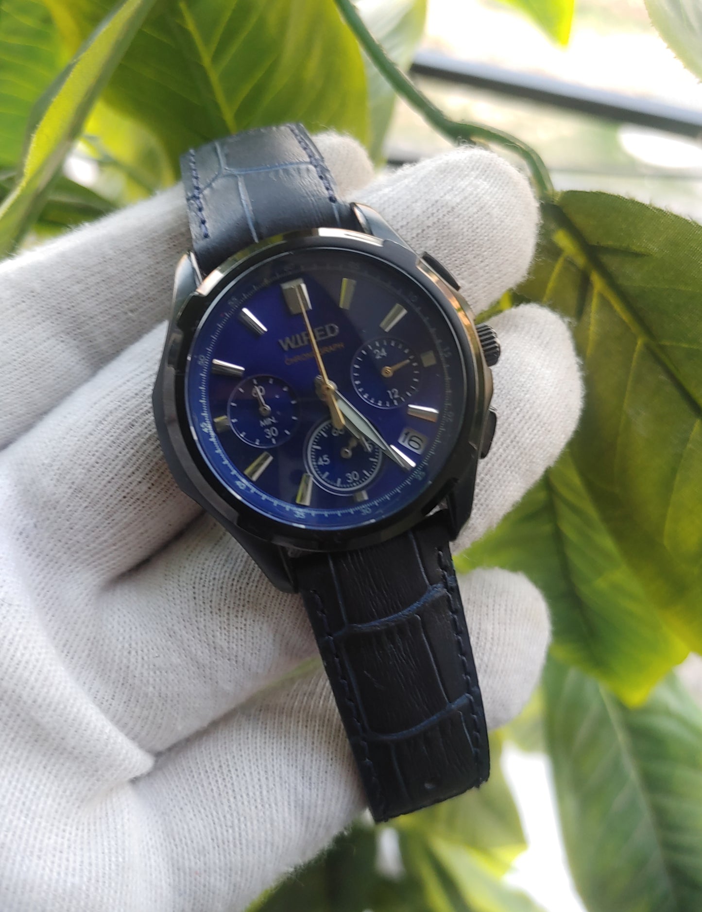 Wired VK63-K013 Leather Blue Strap Men's Watch