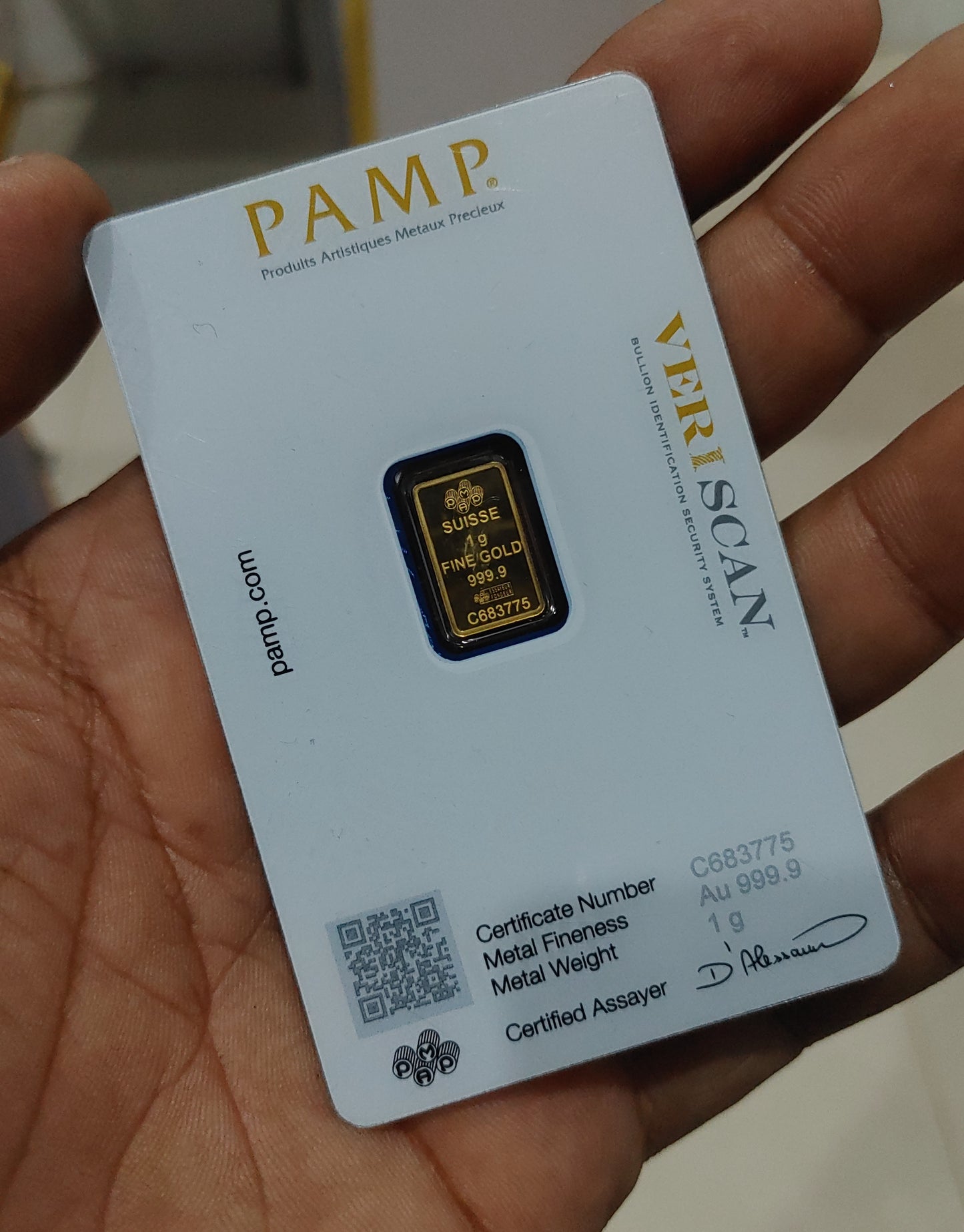 PAMP 1 Gram 24K Pure Gold Bar – Swiss Made