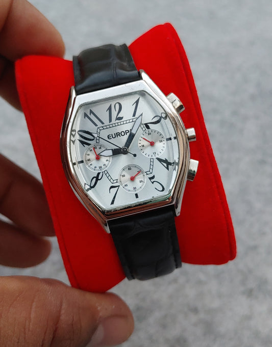 Europa Date o Graph Leather Strap Men's Watch