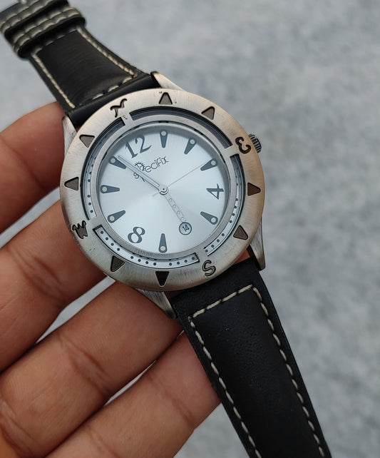 Specifix Leather Strap Protection Layer Glass Men's Watch