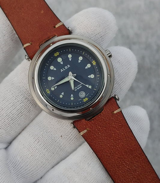 ALBA 10 BAR Men's Brown Leather Strap Watch
