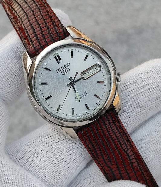 Seiko 5 Automatic Leather Strap Men's Watch