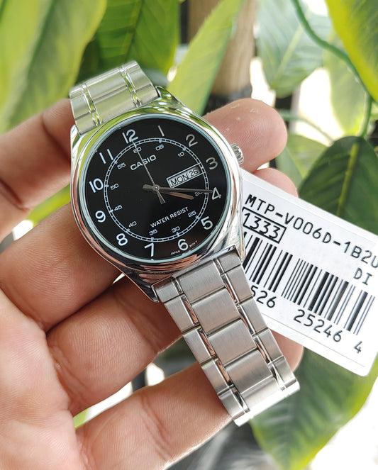 Casio MTP-V006D-1B2UDF Men’s Black Dial Stainless Steel Watch – Classic Quartz Design