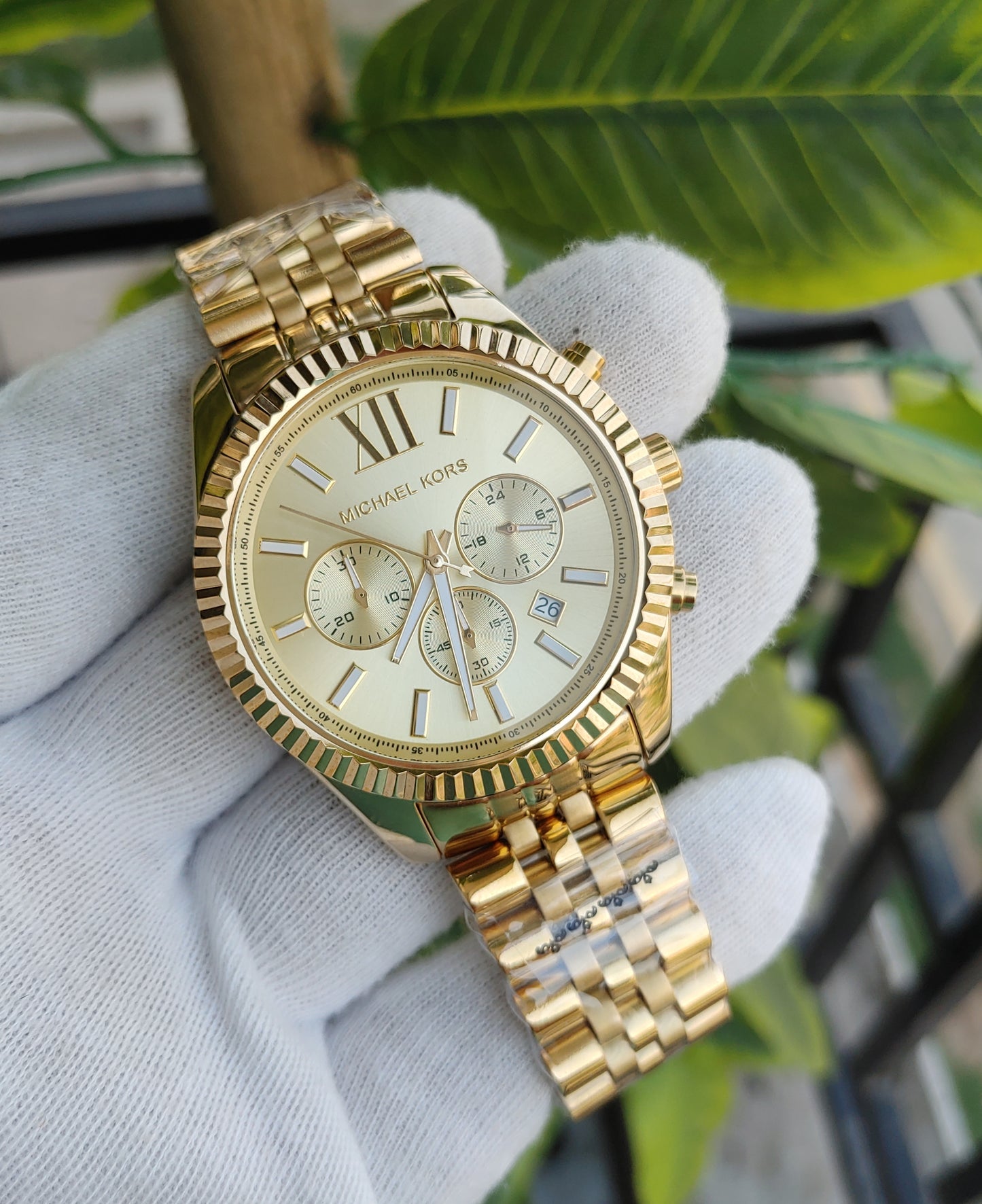 Michael Kors MK8281 Men's Lexington Chronograph Watch – Gold-Tone Stainless Steel with Champagne Dial, 45mm