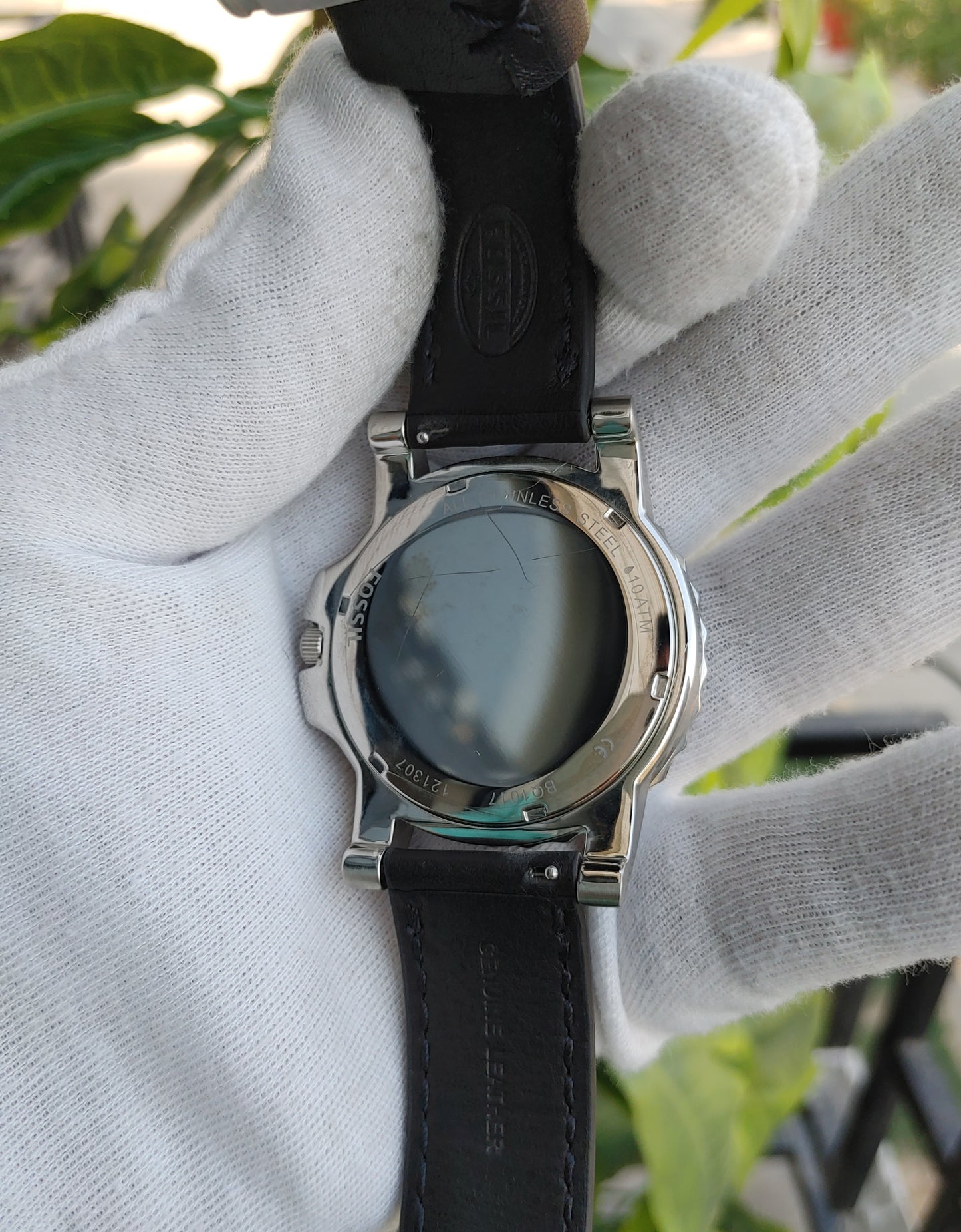 Fossil BQ1020 Men's Quartz Watch – Black Dial with Black Leather Strap, 46mm