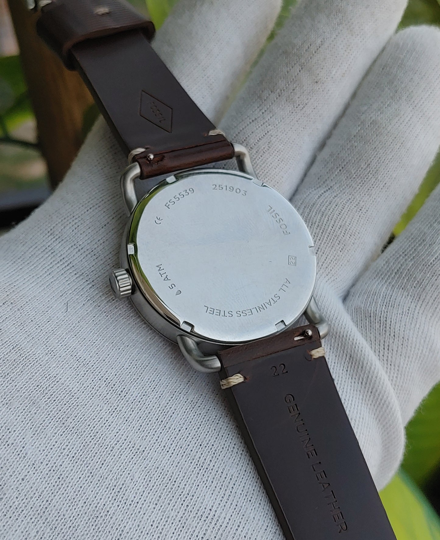 Fossil FS5539 Commuter Men's Watch – Minimalist Black Dial with Brown Leather Strap