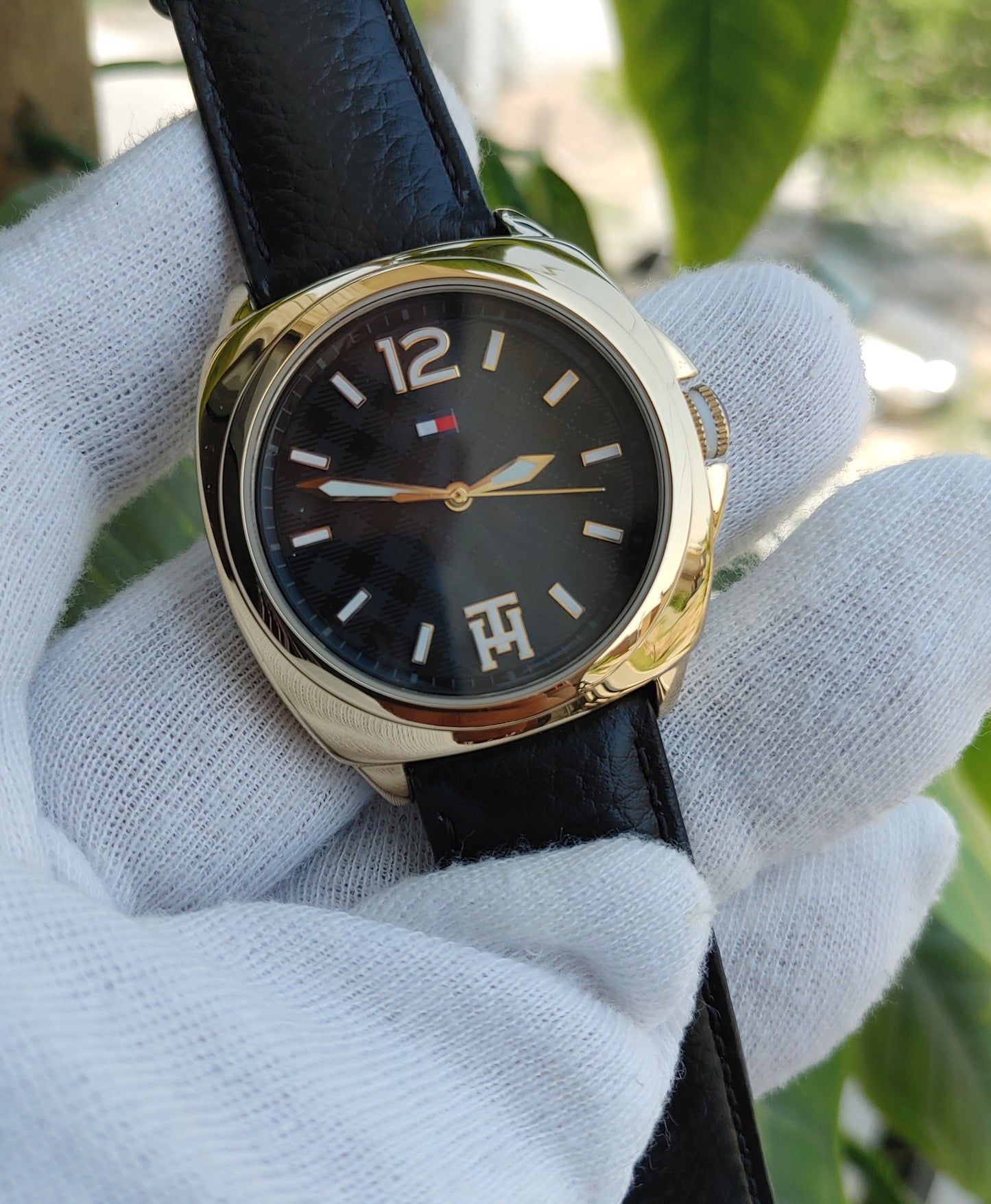 Tommy Hilfiger Men's Black Dial Watch Leather Strap