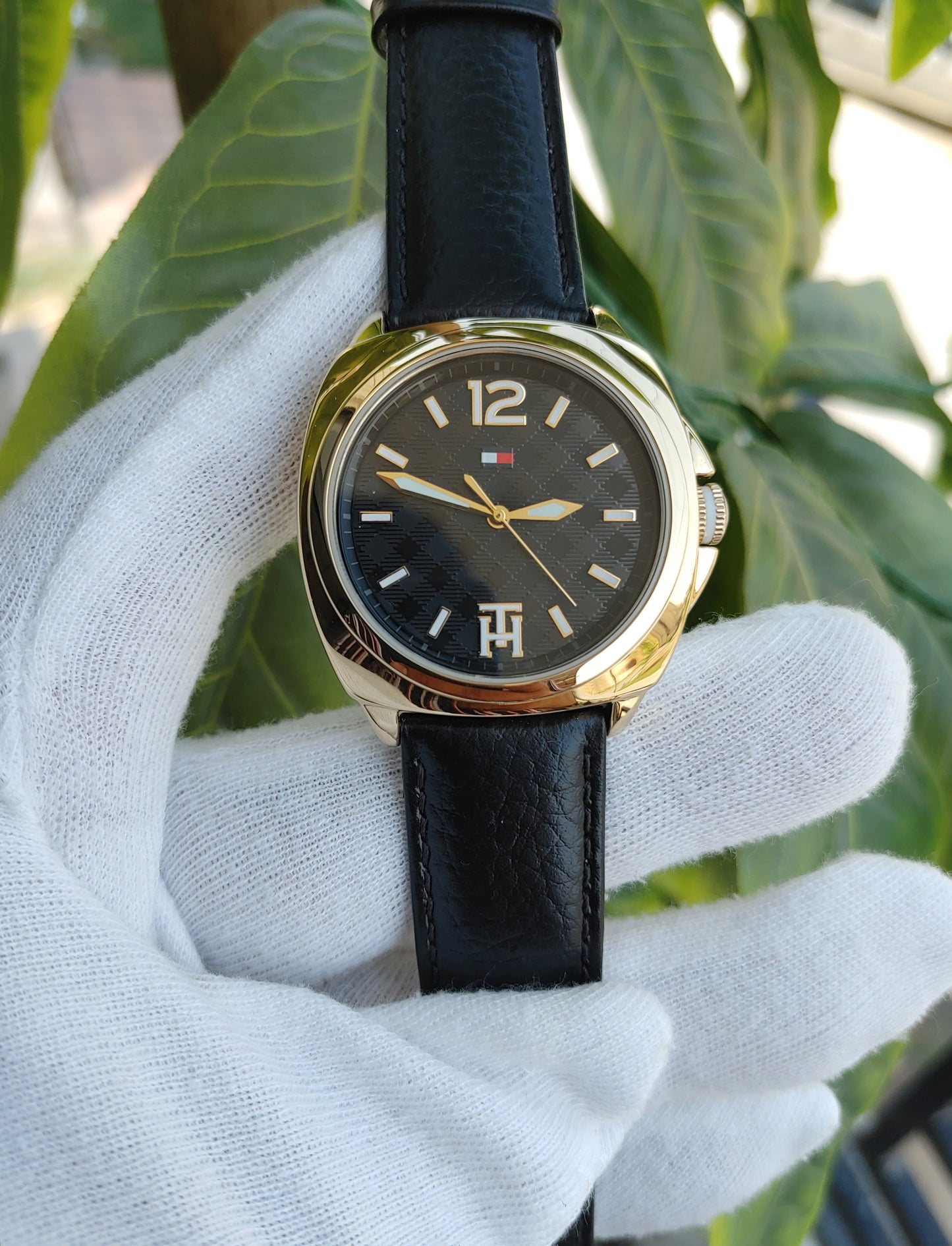 Tommy Hilfiger Men's Black Dial Watch Leather Strap